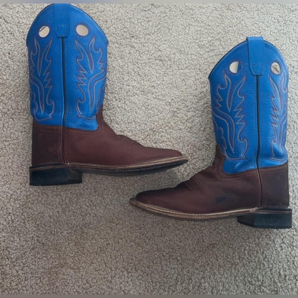 Blue, red, yellow cowboy boots